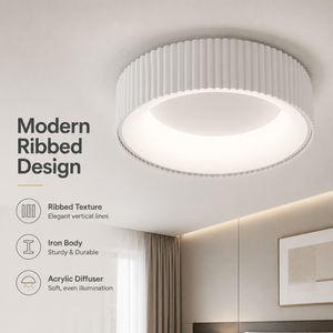 Modern Round Acrylic Iron Dimmable LED Surface Mount <b>Ceiling</b> <b>Light</b> With <b>Remote</b> <b>Control</b> For Bedroom And Living Room 52W - Product Image 2