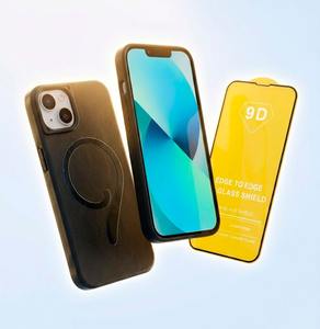 Coque avec anneau de support 9D Edge, verre trempé antichoc, support réglable, design transparent, qualité supérieure pour téléphone, inclut - Product Image 1