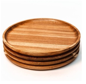 Assiettes en bois personnalisées assiettes à dessert vaisselle assiette ronde en bambou bon marché vaisselle pour micro-ondes - Product Image 4