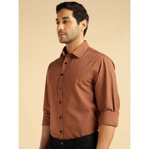 Amanush <b>Men's</b> <b>Brown</b> Solid Pure Cotton <b>Shirt</b> Full Sleeve Turn-down Collar Smart Casual Style <b>Mens</b> Wear <b>Shirts</b> - Product Image 2