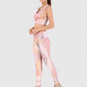 Women High Waist Yoga Set Spandex Polyester Breathable 2 Piece Gym Wear Fitness Sportswear Workout Suit <b>Adjustable</b> <b>Strap</b> - Product Image 4