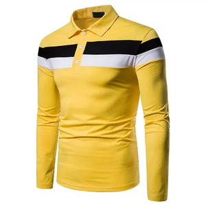 Polo à manches longues en coton pour hommes, haut de sport décontracté, couleur unie, manches longues, printemps et automne, 100% - Product Image 1