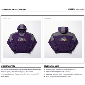 Sweat à capuche pour homme, poids lourd, anorak, 500 g/m², polaire polyester/coton, demi-zip, broderie, coupe ample, pull, coupe-vent, hiver, fabricant - Product Image 5