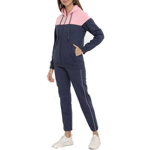 Conjuntos de Sudadera con capucha de manga larga de varios paneles a prueba de viento con pantalones de chándal ajustados de color liso chándal bordado y estampado de logotipo personalizado - Product Image 2