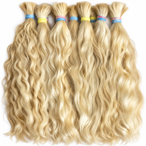 Hair4Wig ผมปลอมแบบหางม้า ยาว 60 ซม. สีบลอนด์ยุโรป ทำจากผมแท้ 100% แบบเป็นมัด ลอนธรรมชาติ สำหรับทำวิกผมในร้านเสริมสวย น้ำหนัก 1 กก. - Product Image 2