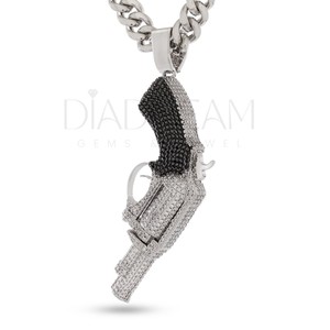 Collier de créateur en argent sterling 925 avec pendentif en diamant noir blanc Leb Grown Chaîne à maillons fins pour mariages et fêtes - Product Image 2