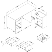 Table de couture et d'artisanat avec tiroirs de rangement et surface anti-rayures, blanc pur, fabriquée par un fabricant de meubles depuis plus de 20 ans