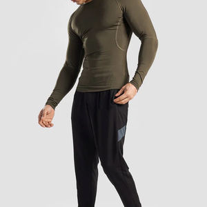 High Quality Men's MMA Rash Guard Breathable Anti-Bacterial Quick Dry Seamless Long Sleeve T-Shirt Compression Shirts OEM Custom - Product Image 4