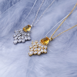 สร้อยคอหินซิทรินที่มีเสน่ห์สง่างามด้วยสร้อยคอหินเพทาย Marquise 925เครื่องประดับเงินสเตอร์ลิง - Product Image 2