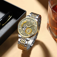 Montre mécanique antique pour homme, cadran squelette de haute qualité, bracelet en acier inoxydable, aiguilles lumineuses, résistance à l'eau 3 ATM, style professionnel