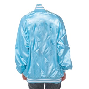 Chaqueta Bomber y Varsity Brillante de Satén para Hombre, Unisex, con Ribete a Rayas, Estilo Urbano Y2K, Chaquetas Bomber Brillantes Acolchadas - Product Image 6