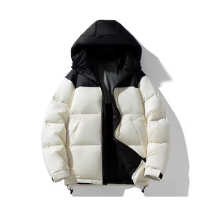 Chaqueta acolchada de invierno unisex de talla grande transpirable con capucha y logotipo personalizado estilo callejero ligero - Product Image 4