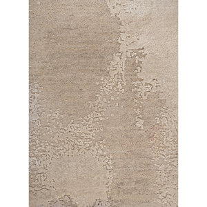 Alfombra Aprezo Ivory de Lana y Seda de Bambú Anudada a Mano AKWS-13078, 10mm, Rectangular, Abstracta, para el Hogar, Pasillo, Piso, Hecha a Mano - Product Image 3