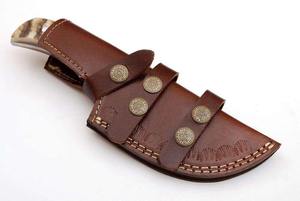 Couteau à lame fixe en Damas fait à la main, manche en corne confortable pour la chasse, le camping et le port quotidien - Product Image 5