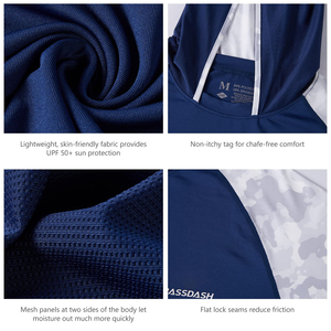 เสื้อผ้าตกปลาแบบกำหนดเอง UPF 50 สำหรับผู้ชาย เสื้อฮู้ดดี้แขนยาวป้องกันรังสียูวี บริการ OEM - Product Image 2