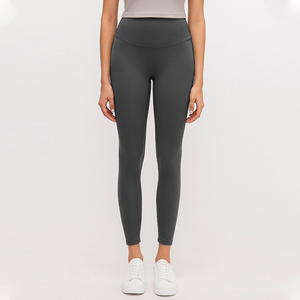 Leggings de yoga pour femmes, taille haute, couleur unie, longueur intégrale, extensibles dans quatre directions, taille élastique, matière spandex et polyester - Product Image 4