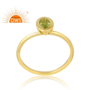 Latest Selling 925 Sterling Silver 18K Gold Plated Natural <b>Peridot</b> Gemstone <b>Ring</b> Demi Fine Jewelry Manufacturer - Product Image 1