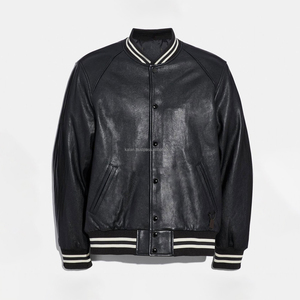 K-VJ-163 Custom Unisex Baseball Bomber <b>Jacket</b> Oversized American Letterman Sheep Skin Stand Canvas <b>Varsity</b> Design Tanned Winter - Product Image 1