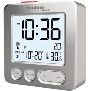 Reloj Despertador de Escritorio Technoline WT 265 con Receptor DCF77, Plástico Plateado, 6.6 x 6.6 x 2.1 cm - Product Image 1