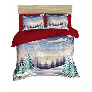 Parure de lit double moderne à imprimé numérique festif de Noël 200x220cm en coton Ranforce pour usage domestique - Product Image 2