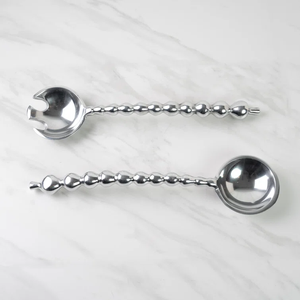 Hot Sale Stainless Steel with Natural Rattan Handle Hotel Restaurant Home CustomSalad Utensil Fork and <b>Spoon</b> Server Cutlery Set - Product Image 5