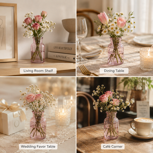 Jarrón de Vidrio Decorativo Rosa, Botella Pequeña para Flores, Centro de Mesa para Bodas, Venta al por Mayor - Product Image 4