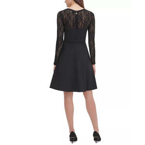 For Tommy for Hilfiger Women's Comfortable Fit & Flare <b>Dress</b> <b>Black</b> <b>with</b> <b>Lace</b>-<b>Sleeve</b> Size 14 - Product Image 2