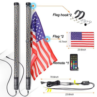 Lampes LED RGB avec drapeaux, télécommande Bluetooth via application, pour UTV, ATV, Side by Side, 2 pieds