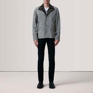 Henrik <b>Men's</b> Cafe Racer <b>Jacket</b> in Grey <b>Suede</b> - Product Image 2