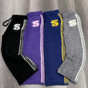 Pantalones Vintage Personalizados OEM, Pantalones de Punto de Mohair de Pierna Ancha, Pantalones Holgados Unisex con Cordón, Pantalones Largos de Chándal de Mohair con Corte Acampanado para Hombre - Product Image 1