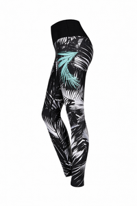 Leggings de Yoga de Compresión para Mujer, Diseño de Hoja de Palma, Ropa Deportiva Activa - Product Image 4