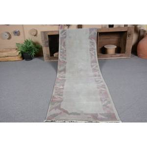 Alfombra turca Vintage moderna blanca de 2,5x10,7 pies de gran tamaño diseño de retazos lana ecológica pila media comedor decoración látex - Product Image 5