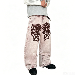 Ventes directes d'usine, jeans de rue pour hommes en coton, style gothique évasé et ample, pantalons en denim - Product Image 1