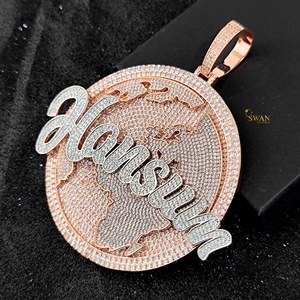 Collar con colgante de diamante cultivado en laboratorio de oro sólido de 10K, Hansum World, joyería personalizada de Hip Hop, regalo ostentoso de lujo para él - Product Image 2