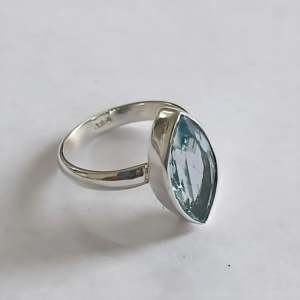 Navya Craft's Handcrafted Sterling Silver <b>Ring</b> for Women Blue Topaz Marquise Bezel Set <b>Statement</b> Jewelry Gift for Her - Product Image 6