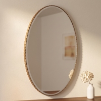 Miroir mural ovale décoratif en bois, cadre en bois vintage, miroir d'appoint rustique, style campagnard français, pour entrée, salle de bain, hôtel
