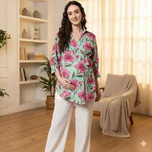 Recién llegado, ropa de enfermería, ropa de lactancia de verano para embarazo, ropa de algodón, camiseta de maternidad, cinturón, línea A, cómoda - Product Image 6