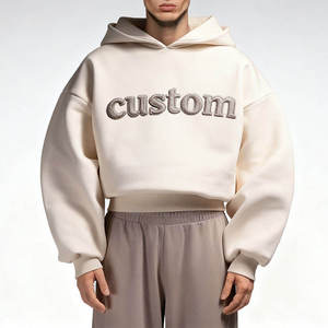 Sudadera con Capucha Extra Grande de Punto, 100% Algodón, 500 g/m², Unisex, Hombros Caídos, Corte Recortado, Color Sólido, Talla Grande para Hombre - Product Image 1
