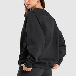 OEM Custom Oversized Women Sweatshirt <b>Plain</b> Cotton Polyester Crewneck <b>Jumper</b> Relaxed Fit Casual Sportswear Wholesale - Product Image 3
