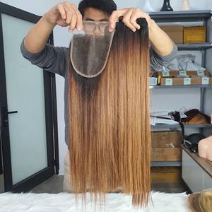 100% Extensions de cheveux humains vietnamiens bruts vierges 4*4 HD fermeture à lacet Blonde vague crépue frontale Style bébé fermeture de haute qualité - Product Image 1