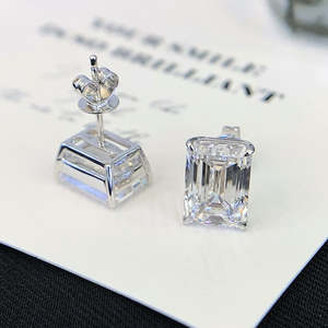 3.00tcw Lab Grown D-E-F Color Diamond <b>Stud</b> <b>Earring</b> VVS-VS Clarity Dazzling <b>Emerald</b> Look - Product Image 2