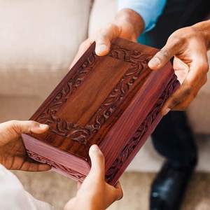 Wooden Keepsake Urn <b>Box</b>, Cremation Urns for Human Ashes, Hand carved Decorative <b>Memorial</b> Urn, Wood Casket Urn for <b>Pets</b>, Cat - Product Image 3