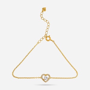 92.5 <b>Silver</b> <b>Bracelet</b> 191283 Heart-Shaped Religious <b>Charm</b> <b>Bracelet</b> with Diamond & Pearl Rhodium & Gold Plated Gift - Product Image 1