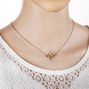 <span class=keywords><strong>2023</strong></span> gros plaque d'or collier de mujer astrologie horoscope bijoux en acier inoxydable minimaliste 12 zodiaque collier - Product Image 4