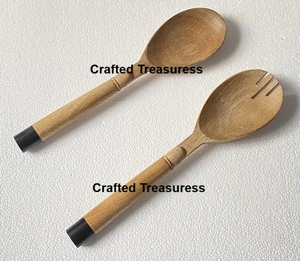 Ensemble de couverts en bois naturel au design créatif pour la vaisselle, la cuisine, la décoration de la maison, le mélange et le service de salades - Product Image 3