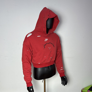 Sudadera con capucha desgastada lavada de ajuste Regular personalizada para hombre, Sudadera con capucha de hombro caído de algodón, jersey de alta calidad, sudaderas con capucha a cuadros - Product Image 5