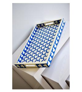 Plateau de service élégant en résine écologique personnalisée de luxe antique, modèle artisanal avec poignées, plateau de petit-déjeuner artisanal pour la maison - Product Image 5