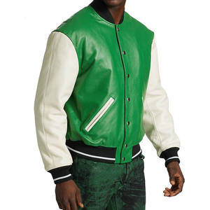 Chaqueta Universitaria de Béisbol para Hombre de la Mejor Calidad, Logotipo Bordado Personalizado, Talla Grande, Manga de Cuero, Cuerpo de Lana, para Invierno - Product Image 5