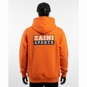 Premium 380GSM algodón polar cremallera Sudadera con capucha suave tela cálida Color naranja logotipo personalizado bordado Zip Basics Sudadera con capucha - Product Image 2