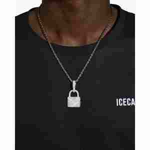 Colgante de Candado de Moissanita de Oro de 14K con Diamantes - Categoría de Producto - Product Image 1